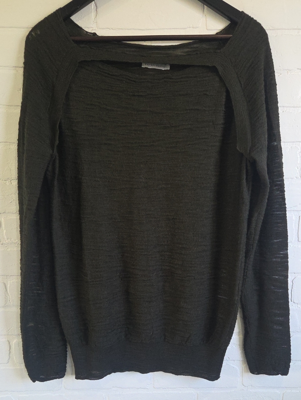 Sarah Pacini  Olive Green Linen-blend  Sweater